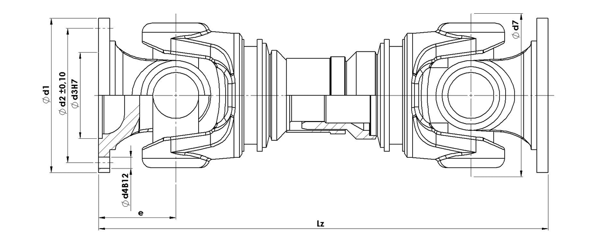 Extra short cardan shafts up to 160 kNm with lenght displacement