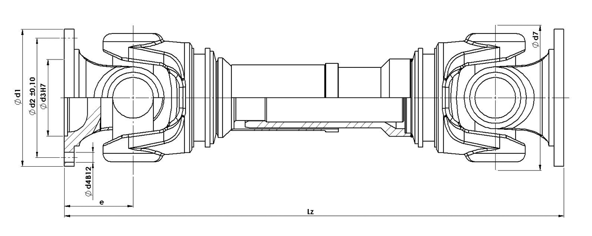 Krátké kardanové hřídele od 8,8 do 25 kNm s vyrovnáním délky